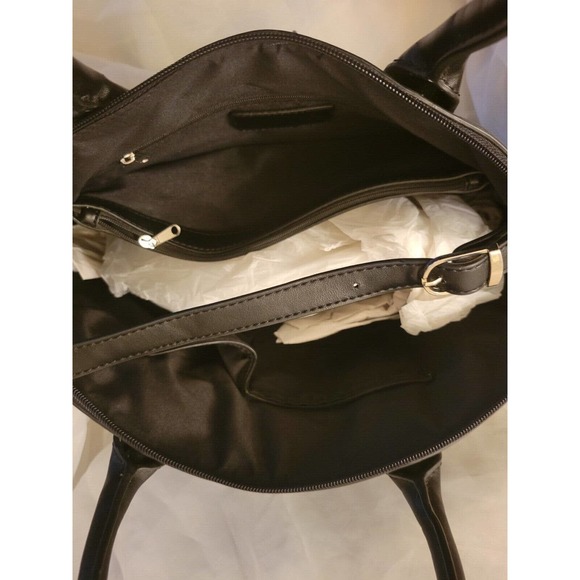 NWTPut It All in Here Vegan Leather Large Ostrich Print Tote Fashion Handbag Blk - Picture 6 of 12